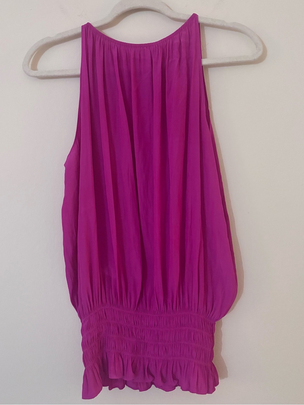 Ramy Brook Lauren Top Medium Hot Pink Sleeveless Draped Blouse